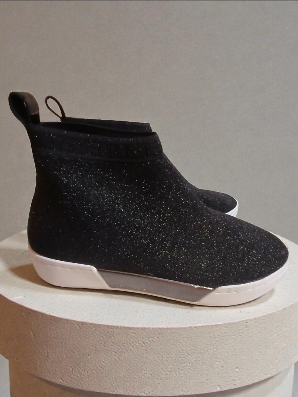 Michael Kors Grover Slip On Metallic Stretch Fabric Booties In Gunmetal Size 8M